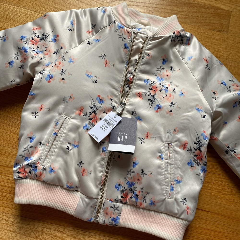 NWT Baby Gap silky quilted bomber jacket
